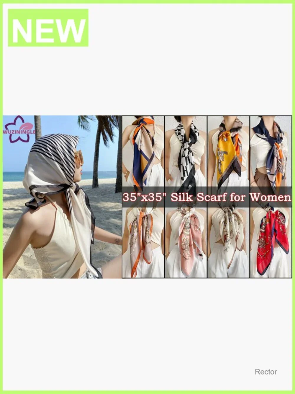 Large Square Silk Scarf for Hair Wrapping 35x35 Lightweight Bandana